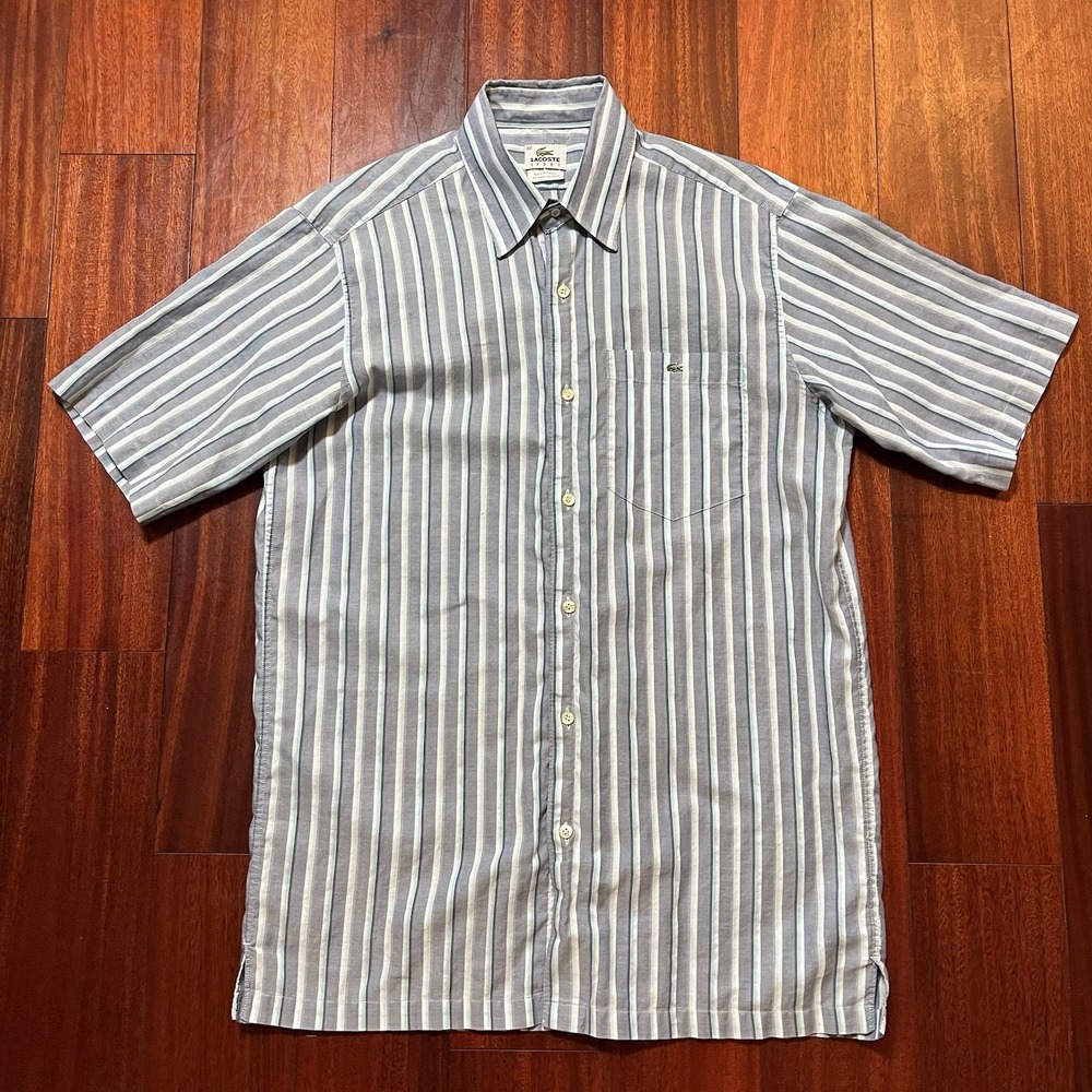 Vintage Lacoste Sport Shirt Mens 40 M Button Up Short Sleeve Crocodile 90s Y2K